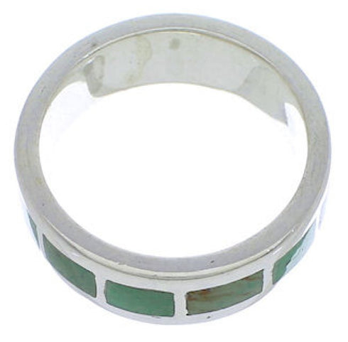 Authentic Sterling Silver Turquoise Inlay Ring Size 8-1/4 UX37539